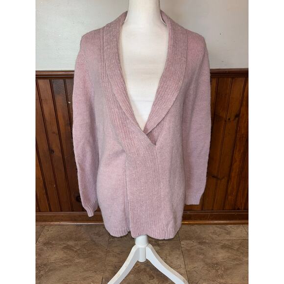 Soft Surroundings Womens Serena Blush Pink Alpaca Blend Faux Wrap Cozy Sweater L - Picture 1 of 7